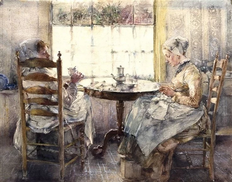 Due ragazze olandesi prendono un caffè